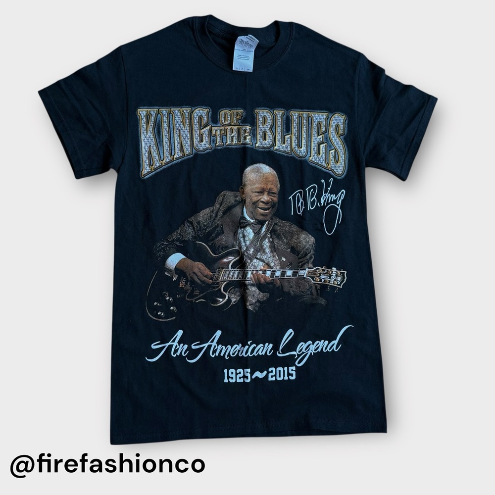 BB King Black Graphic T-Shirt Small 100% Cotton King of the Blues Tee